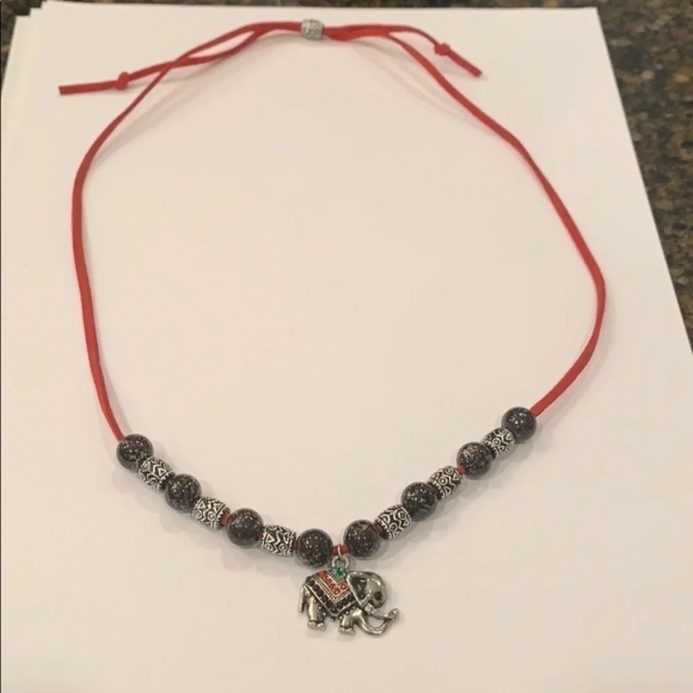 Elephant charm pendant colorful crystals leather - Picture 3 of 9